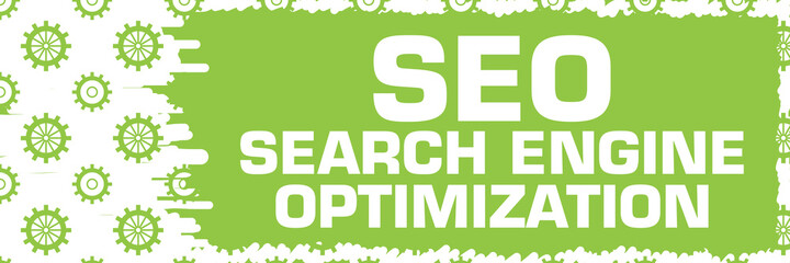 Wall Mural - SEO - Search Engine Optimization Green Gears Scratch Background Horizontal 