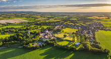 Aerial Vista Of The Rural Village Of Morchard Bishop In Summer, Devon, England, United Kingdom