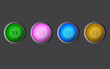 © bharatmanoj - Very Useful Editable Casino Chip Line Icon on 4 Colored Buttons.