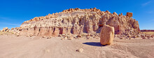 Panorama Of A Ridge In The Devil's Playground Of Crumbling Hoodoos, Petrified Forest National Park, Arizona, United States Of America