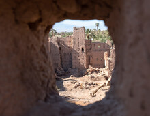Kasbah Ruins Seen Through An Ancient Kasbah Window, Morocco, North Africa