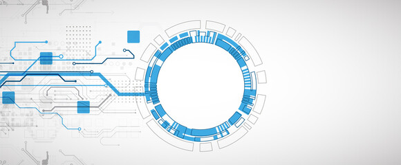 Abstract technology concept. Circuit board, high computer color background. Vector illustration with space for content, web - template, business tech presentation.