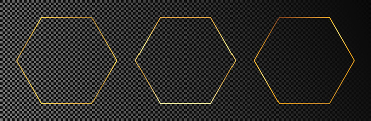 Gold glowing hexagon frame