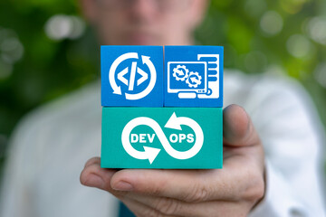 Wall Mural - concept of dev ops. software development and operations. devops agile development technology.