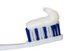 A toothbrush with toothpaste on white background