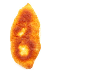 Wall Mural - Pie with potatoes fried in oil isolated on a white background.