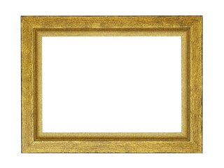 Gilded wooden frame for paintings. Isolated on white