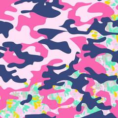 Sticker - Fashionable camouflage pattern, vector illustration.Military print  Vector wallpaper