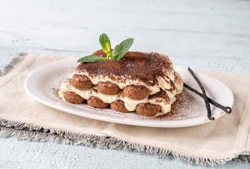 Canvas Print - Portion of tiramisu