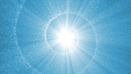 Sticker - artistic travel through bright blue coloured spiral tunnel with light rays. dynamic background. sele