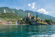 Beautiful peaceful lake Garda, Italy. Malcesine. An Old Town.