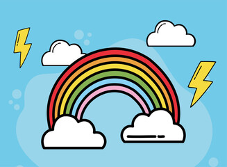 Poster - rainbow with clouds