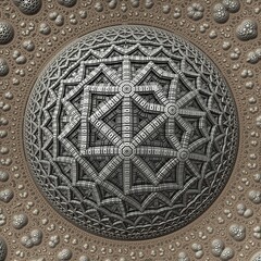 Wall Mural - Bizarre 3D fractal background with recursive structures and shapes.