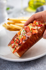 Wall Mural - Lobster roll with fries for lunch or dinner