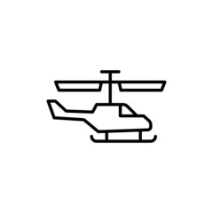 Poster - army helicopter icon, military helicopter symbol in flat black line style, isolated on white background