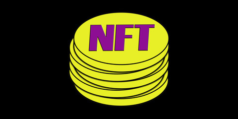 NFT Non-fungible token illustration art design.