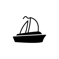 Sticker - catamaran icon. boat, ship symbol in solid black flat shape glyph icon, isolated on white background