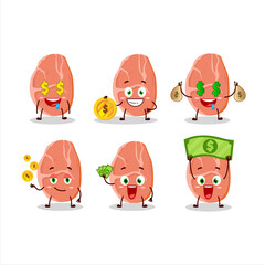 Poster - Slice of pork cartoon character with cute emoticon bring money