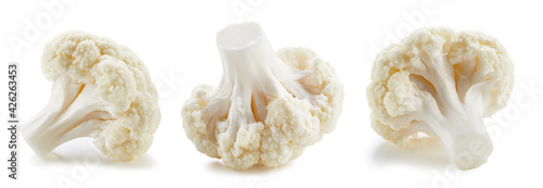 Obraz Dibond Organic cauliflower isolated on white background. Cauliflower on white background. Cauliflower with clipping path