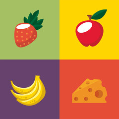 Canvas Print - four food icons