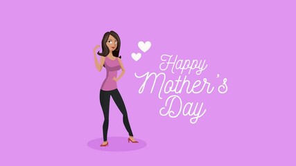 Wall Mural - happy mothers day lettering with cute mommy