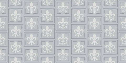 Background pattern with decorative vintage elements on a gray background, wallpaper. Seamless pattern, texture for your design. Vector graphics 