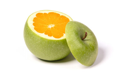 Wall Mural - Green apple with orange inside