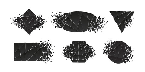 Wall Mural - shape shattered and explodes flat style design vector illustration set isolated on white background.