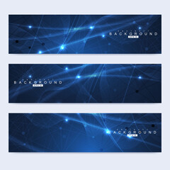 Canvas Print - scientific set of modern vector banners. dna molecule structure with connected lines and dots. scien