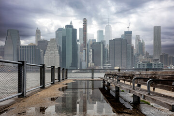Fototapete - Manhattan skyscrapers, New York city skyline, cloudy spring day