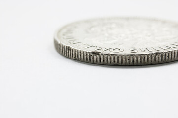 GB coin 2 shilling edge dents