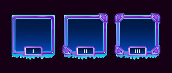 Wall Mural - set of winter ice jelly game ui border avatar frame with grade for gui asset elements