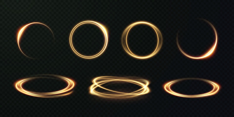 Wall Mural - abstract vector light effect of golden line of light. movement light lines moving in a circle. light