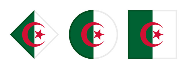 Wall Mural - algeria flag icon set. isolated on white background	
