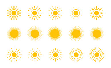 Wall Mural - vector sun shapes. sun icon set stock illustration