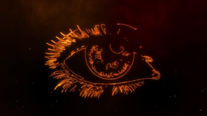 Sticker - video of fiery eye digital animation