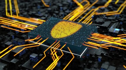Wall Mural - presentation of the spread of protection and security in an abstract city or electronic chip. the ce