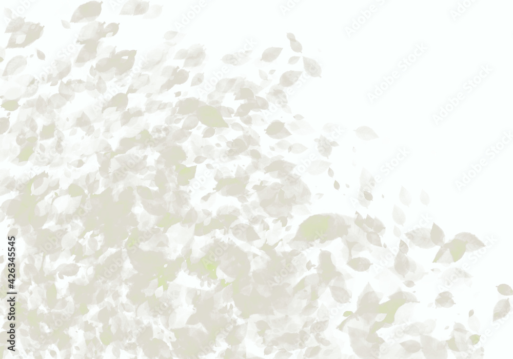 一陣の風 舞い散る葉 ノスタルジックな白い嵐 背景イラスト Wall Mural Rainowl