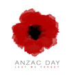 An abstract illustration for Anzac Day with a single poppy flower on a white isolated background