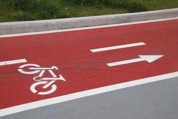 Canvas Print - Braking marks in a bicycle path