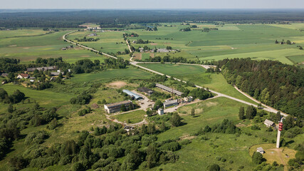 Canvas Print - Aerial view of Zlekas village, Latvia.