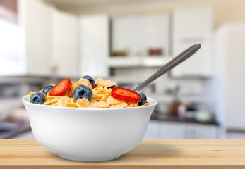 Sticker - Healthy Homemade Oatmeal with Berries for Breakfast