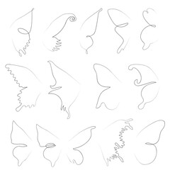 Wall Mural - Flying bird continuous line drawing element isolated on white background for logo or decorative element.