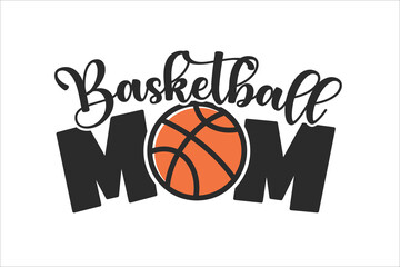 Text design Basketball mom A card saying I love mom with a heart shaped basketball ball.