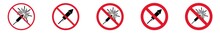 Prohibition Sign Fireworks Forbidden Icon Set | Firecracker Prohibition Signs Prohibited Vector Illustration Logo | Pyrotechnics Fireworks Prohibition Sign Isolated Collection