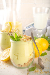 Lemon cheesecake in jar