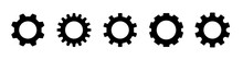 Gear Set. Black Gear Wheel Icons On White Background. Vector Illustration.