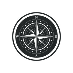 Wall Mural - Compass graphic icon. Wind rose sign. Compass vintage symbol isolated on white background. Vector illustration
