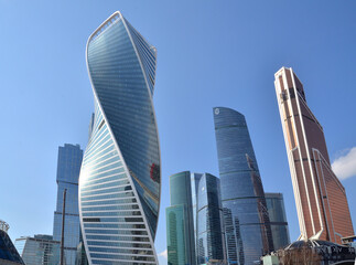 Wall Mural - View of high-rise building Moscow City on clear sunny day, Moscow, Russia