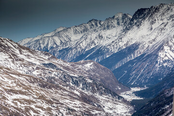 Snowy mountain peaks. North Caucasus, Kabardino-Balkaria, Elbrus, Russia.